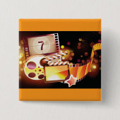 Cinematic Film Reel and Clapperboard 缶バッジ (正面)