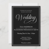 Cinematic Photo Vintage Black Wedding Invitation 招待状 (正面)