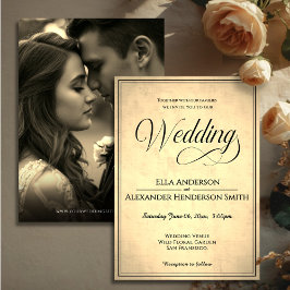 Cinematic Photo Vintage Wedding Invitation  招待状