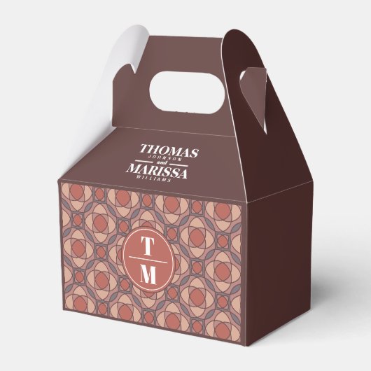 Cinnamon and Marsala Art Deco Wedding Favor Box フェイバーボックス (正面サイド)