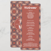 Cinnamon and Marsala Art Deco Wedding Program Card プログラム (正面/裏面)