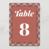 Cinnamon and Marsala Art Deco Wedding Table Number 招待状 (正面)