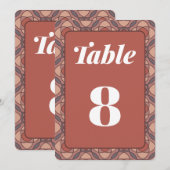 Cinnamon and Marsala Art Deco Wedding Table Number 招待状 (正面/裏面)
