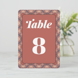 Cinnamon and Marsala Art Deco Wedding Table Number 招待状