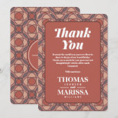 Cinnamon and Marsala Art Deco Wedding Thank You サンキューカード (正面/裏面)