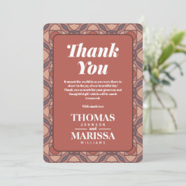 Cinnamon and Marsala Art Deco Wedding Thank You サンキューカード