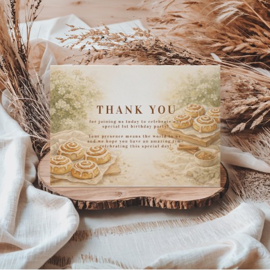 Cinnamon Bakery Little Bun 1st Birthday サンキューカード