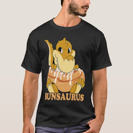 Cinnamon Bun Dinosaur Sweet Pastry Dino Cinnamon R Tシャツ (正面)