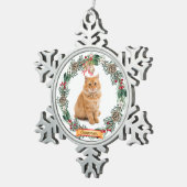 Cinnamon Cat Photo Personalized Snowflake Christma スノーフレークピューターオーナメント (右)