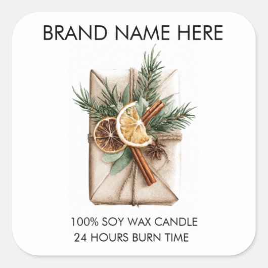 Cinnamon & Citrus Design | Christmas Candle Labels スクエアシール (正面)