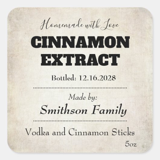 Cinnamon Extract Modern Label Sticker スクエアシール (正面)