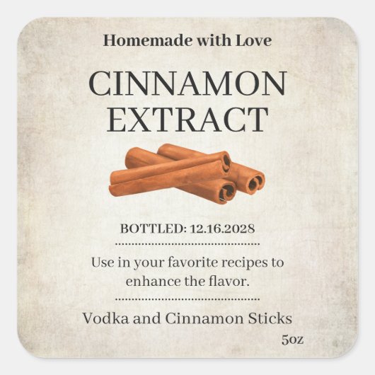 Cinnamon Extract Modern Label Sticker ZVEG_101_01 スクエアシール (正面)