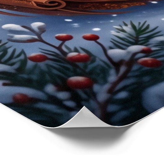 Cinnamon Fox Winter Forest ポスター (角)