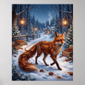 Cinnamon Fox Winter Forest ポスター (正面)