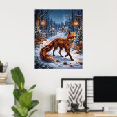 Cinnamon Fox Winter Forest ポスター (ホームオフィス)