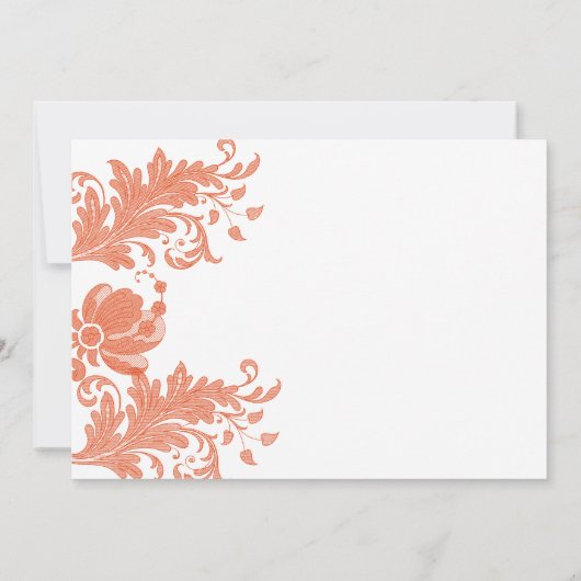 Cinnamon orange white floral lace RSVP 招待状 (裏面)