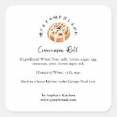 Cinnamon Roll Bread Watercolor Bakery Ingredient スクエアシール (正面)