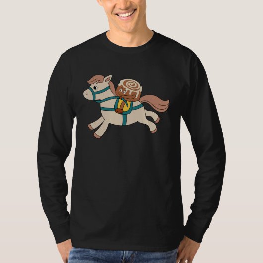 Cinnamon Roll is Horseriding Ironic Horse Illustra Tシャツ (正面)