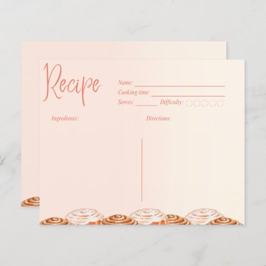 Cinnamon Roll Watercolor Recipe Card (正面/裏面)
