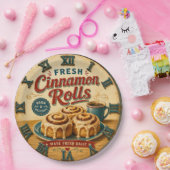 Cinnamon Rolls Coffee & Bakery Rustic Baking Gift ペーパープレート (パーティー)