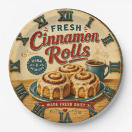 Cinnamon Rolls Coffee & Bakery Rustic Baking Gift ペーパープレート