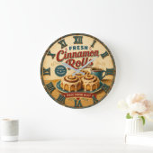 Cinnamon Rolls Coffee & Bakery Rustic Baking Gift ラージ壁時計 (ホーム)