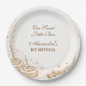Cinnamon Swirl Little Bun 1st Birthday ペーパープレート (正面)
