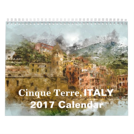 Cinque Terreイタリアの2017年の観光事業の休日 カレンダー (カバー)