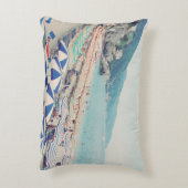 Cinque Terreイタリアヴィンテージビーチ旅行写真 アクセントクッション (裏面(縦))