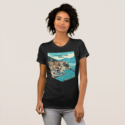 Cinque Terreイタリア、旅行 Tシャツ (正面フル)