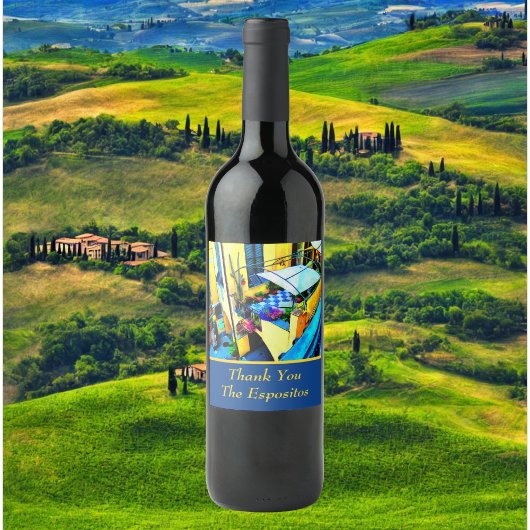 Cinque Terreバルコニーからの朝の眺めありがとう ワインラベル