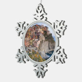 Cinque Terre、イタリア スノーフレークピューターオーナメント (右)