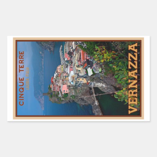 Cinque Terre – 上からヴェルナッツァ 長方形シール (正面)