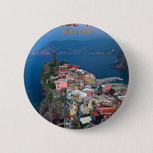 Cinque Terre -上でからのVernazza 缶バッジ (正面)