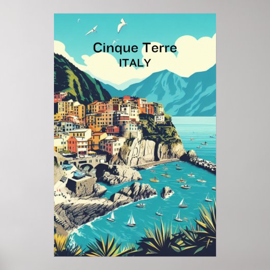 Cinque Terre Digital Poster - Coast Wall Art ポスター (正面)