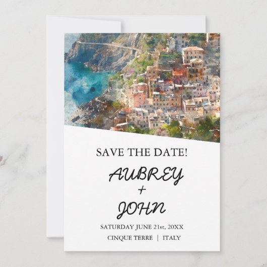 Cinque Terre Italy日付を保存結婚する セーブザデート (正面)