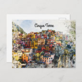 Cinque Terre Liguriaイタリアのシーン夏の水色 ポストカード (正面/裏面)