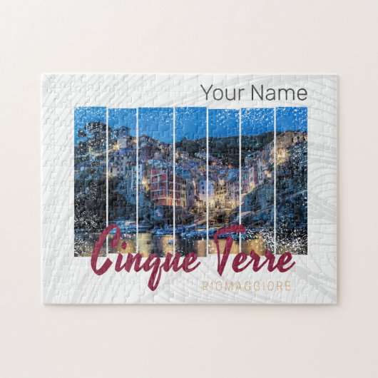 Cinque Terre Riomaggiore Italian Vintage Souvenir ジグソーパズル (横)