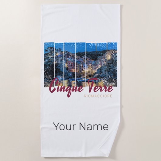 Cinque Terre Riomaggiore Italian Vintage Souvenir ビーチタオル (正面)