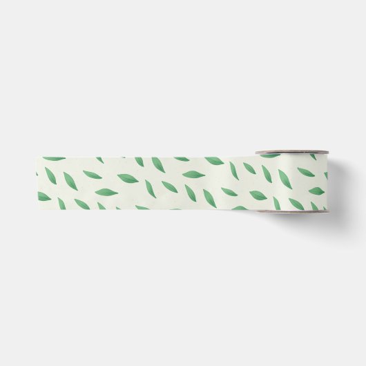 Cinta con diseño de hojas verdes サテンリボン (正面)