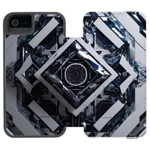 Cipher of the Fold: Meta-Structure in Glacial Tone iPhone SE/5/5sウォレットケース
