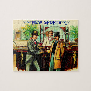 circa 1900新しいスポーツ葉巻ボックスラベル ジグソーパズル