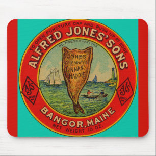 circa 1900 Alfred Jones Sons Finnan Hadeeラベル マウスパッド