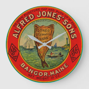 circa 1900 Alfred Jones Sons Finnan Hadieラベル ラージ壁時計