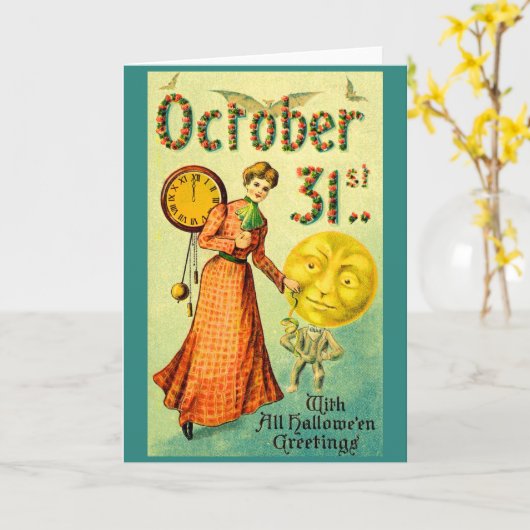  circa 1905 October 31 with Halloween Greetings カード (黄色い花)