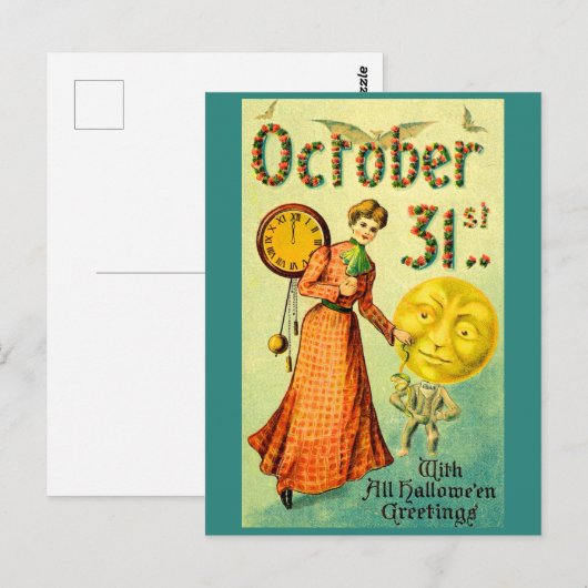circa 1905 October 31 with Halloween Greetings ポストカード (正面/裏面)