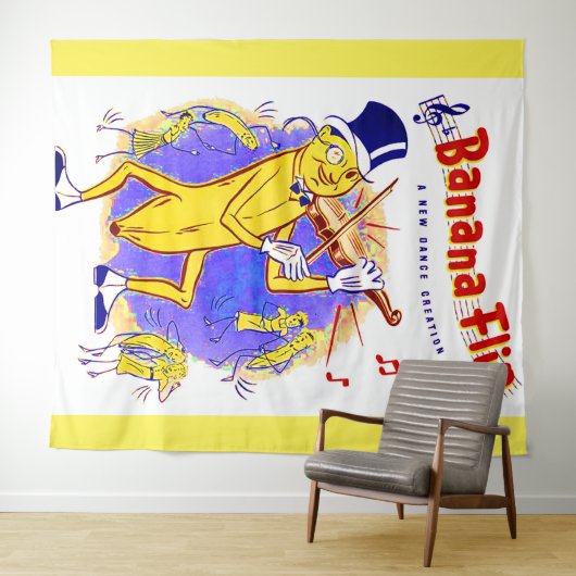 circa 1950バナナフリップシートミュージックプリント タペストリー (インサイチュ(横))