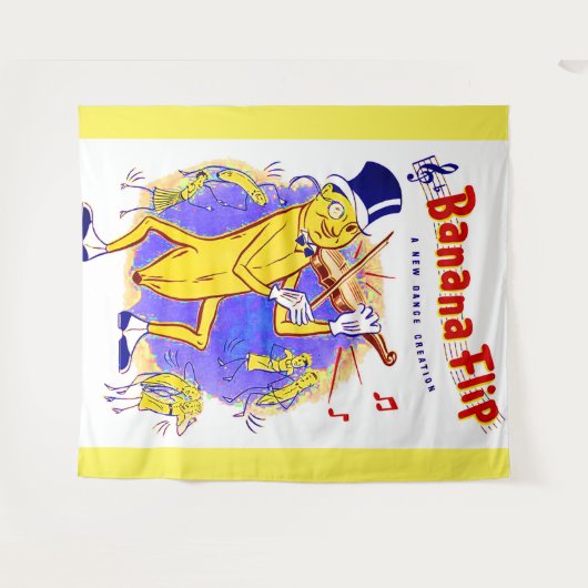 circa 1950バナナフリップシートミュージックプリント タペストリー (正面(横))