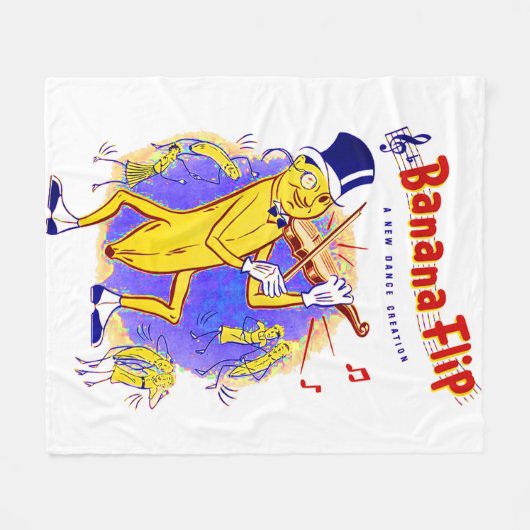 circa 1950バナナフリップシートミュージックプリント フリースブランケット (正面(横))