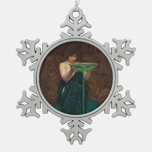 Circe Invidiosaのウォーターハウスのヴィンテージの芸術 スノーフレークピューターオーナメント (正面)